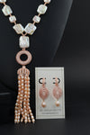 Zehra pink freshwater pearls with rose gold tassel