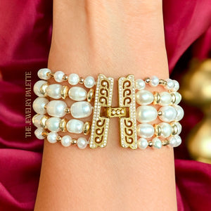 Noor luxe pearl and gold multitier bracelet