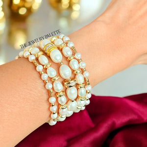 Noor luxe pearl and gold multitier bracelet