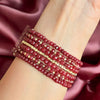 Roxanne luxe maroon gemstones and gold multitier bracelet