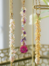 Delaney gold zircon studded chain and rose quartz tassel necklace - The Jewelry Palette