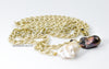 Scarlett tie front chain necklace with baroque pearls - The Jewelry Palette