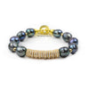 Madison grey freshwater pearl bracelet with gold centerpiece - The Jewelry Palette