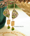 Lucia light green and gold gemstone earrings - The Jewelry Palette
