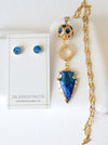 Phoebe chain necklace with filigree and blue jasper pendant - The Jewelry Palette
