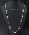 Lucia light green, dark turquoise and purple gemstone chain necklace - The Jewelry Palette