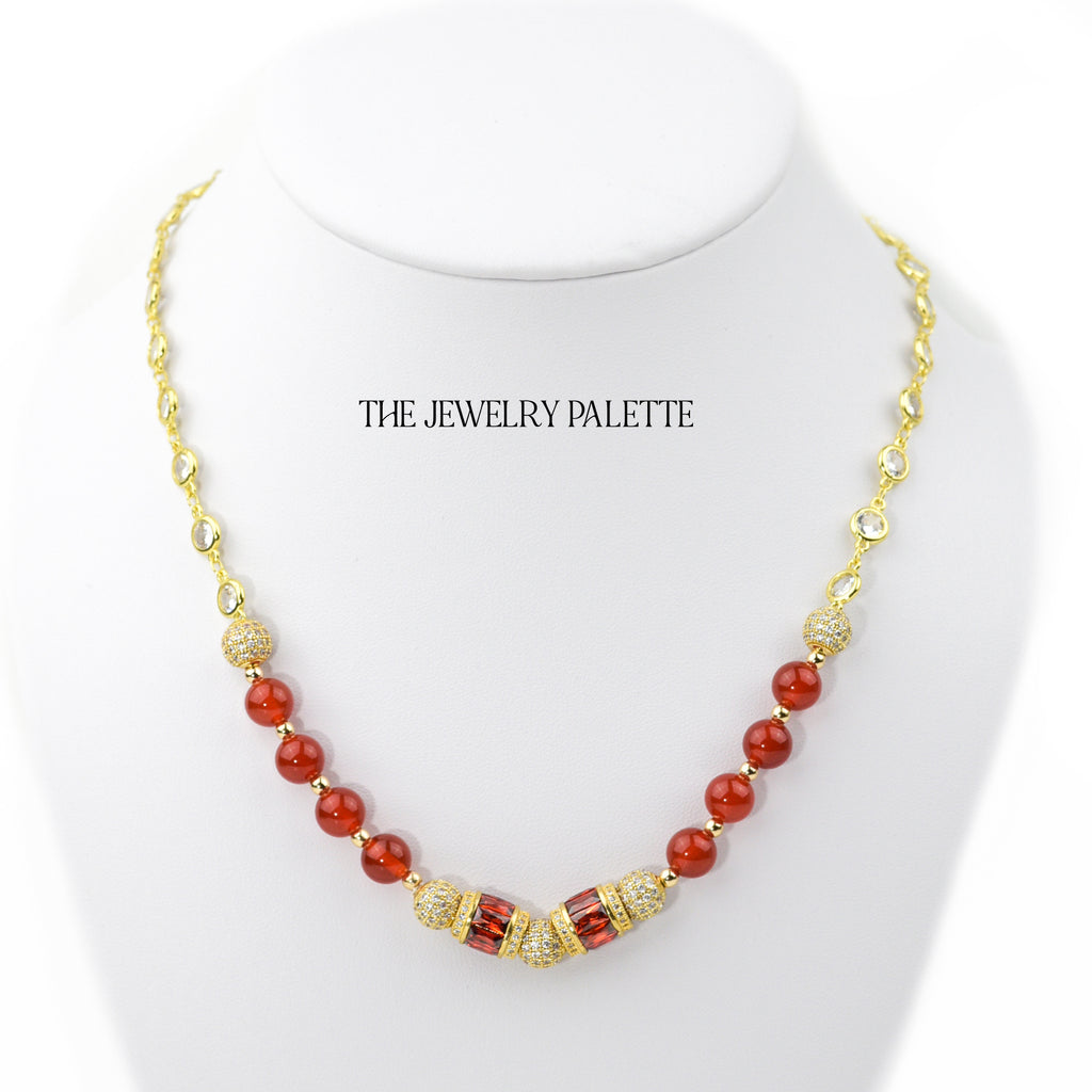 Maeve carnelian and gold chain necklace - The Jewelry Palette