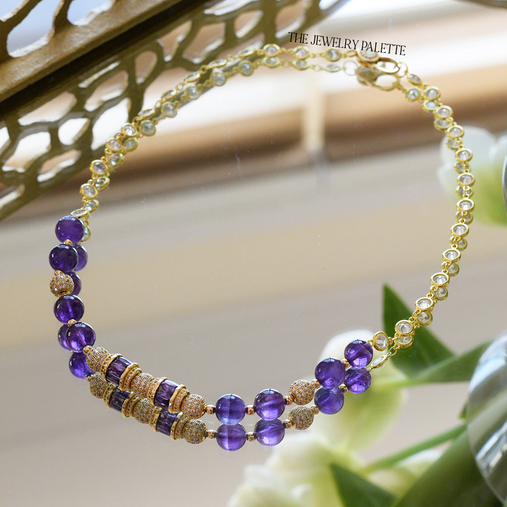 Maeve amethyst and gold chain necklace - The Jewelry Palette