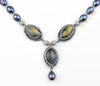 Nermin grey freshwater pearl and labradorite short necklace - The Jewelry Palette