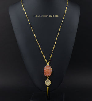 Harper chain necklaces with multicolor druzy pendants - The Jewelry Palette