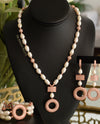 Alev white freshwater pearl and rose gold necklace - The Jewelry Palette