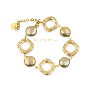 Sienna coin pearls and filigree bracelet - The Jewelry Palette