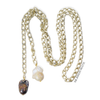 Scarlett tie front chain necklace with baroque pearls - The Jewelry Palette