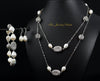 Adele white freshwater pearl and silver chain necklace - The Jewelry Palette