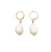 Alara creamy white freshwater pearl hoop earrings - The Jewelry Palette