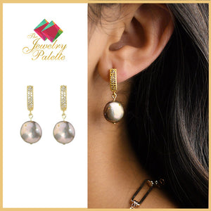 Amelina coin pearl drop earrings - The Jewelry Palette