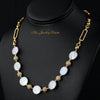 Amelina silver grey coin pearl chain necklace with gold accents - The Jewelry Palette