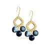 Aurora navy blue coin pearls and filigree earrings - The Jewelry Palette