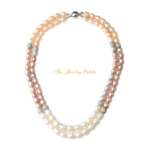 Belle lustrous multicolor freshwater pearl two tier necklace - The Jewelry Palette