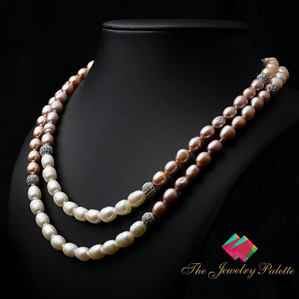 Belle lustrous multicolor freshwater pearl two tier necklace - The Jewelry Palette