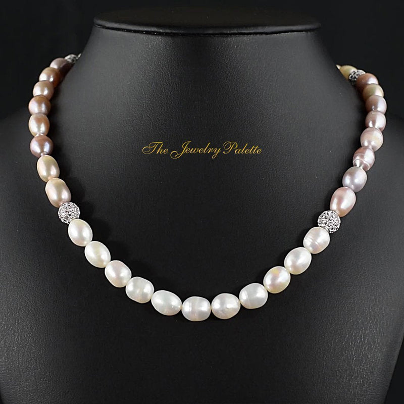 Belle multicolor freshwater pearl single tier necklace - The Jewelry Palette