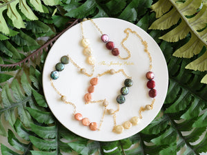 Carmen multicolor coin pearls and gold chain necklace - The Jewelry Palette
