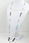 Carmen multicolor coin pearls and silver chain necklace - The Jewelry Palette