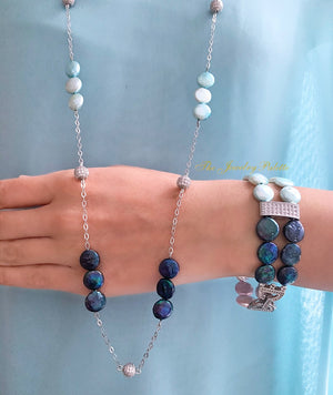 Carmen multicolor coin pearls and silver two tier bracelet - The Jewelry Palette