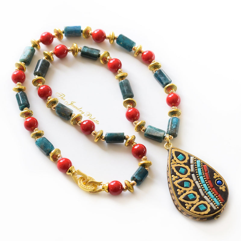 Catalina multi gemstone pendant choker necklace - The Jewelry Palette