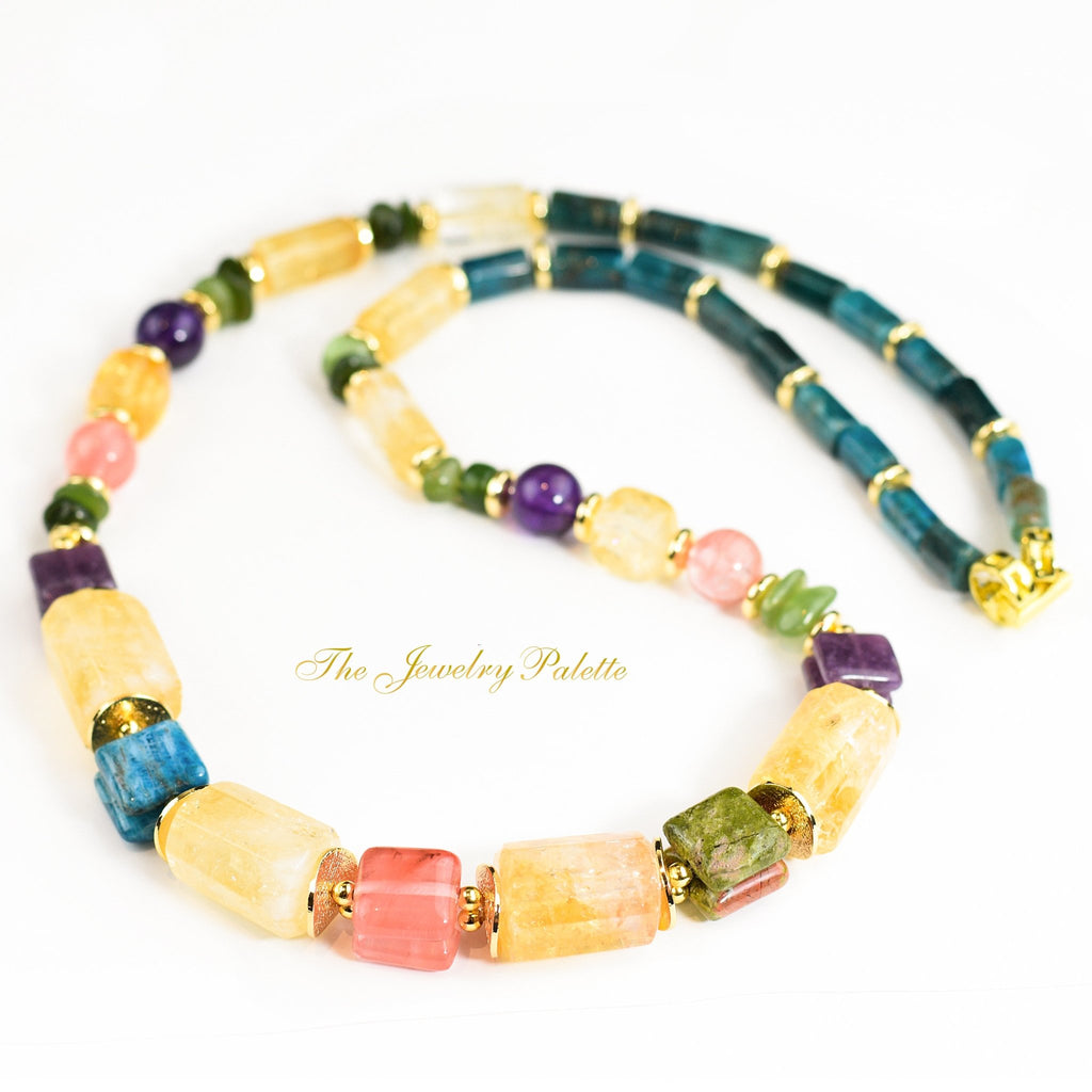 Cora citrine and multi gemstone choker necklace - The Jewelry Palette