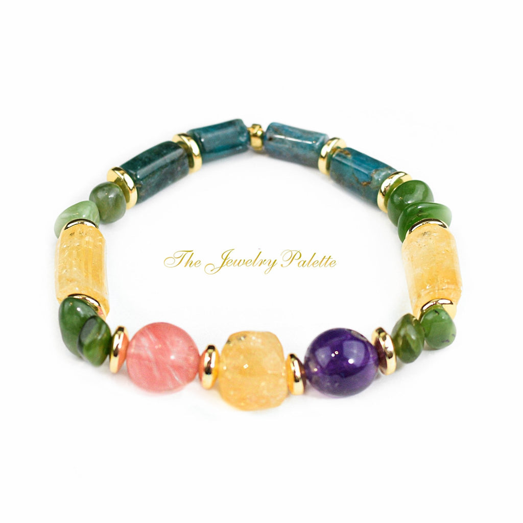 Cora citrine and multi gemstone stretchable bracelet - The Jewelry Palette