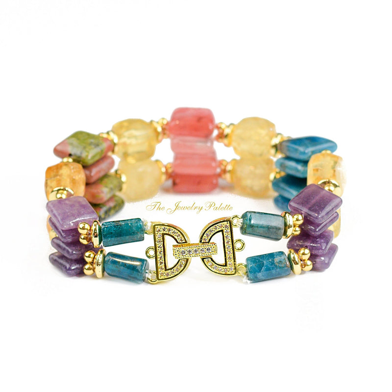 Cora citrine and multi gemstone two-tier bracelet - The Jewelry Palette
