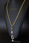 Cynthia necklace with three tier pendant and green stones - The Jewelry Palette