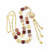 Daphne beige jasper and brown agate gold chain tassel necklace - The Jewelry Palette