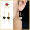 Deena black onyx cluster and white freshwater pearl earrings - The Jewelry Palette