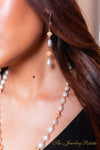 Defne white pearl necklace with gold leaf pendant - The Jewelry Palette