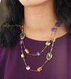 Demi purple lace agate and citrine gold chain necklace - The Jewelry Palette