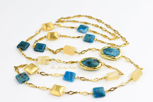 Demi teal apatite and citrine gold chain necklace - The Jewelry Palette