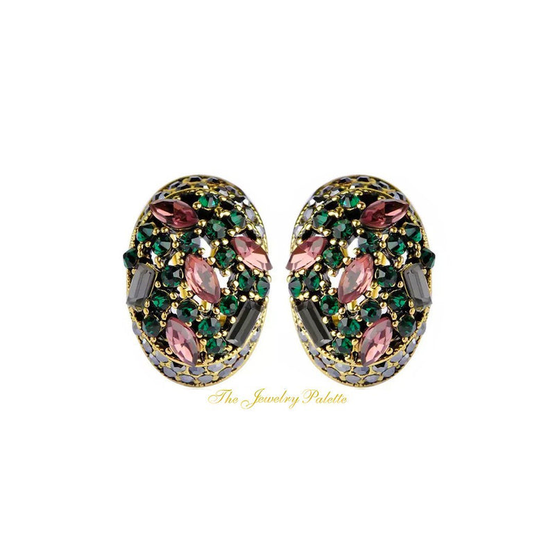 Eleanor green and pink stud earrings - The Jewelry Palette