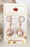 Eloise lavender Edison pearl and rose gold drop earrings - The Jewelry Palette