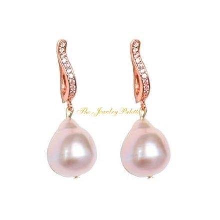 Eloise lavender Edison pearl and rose gold drop earrings - The Jewelry Palette
