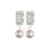 Fatima silver grey freshwater pearl with silver drop earrings - The Jewelry Palette