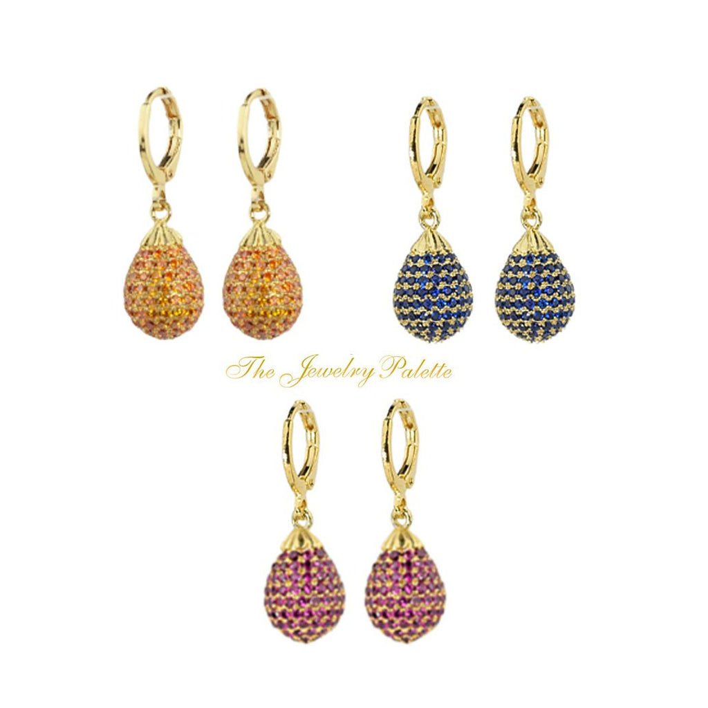 Fedora hoop earrings with zircon teardrop - The Jewelry Palette