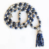 Grey pearl and blue sodalite tasbeeh (rosary) with silver tassel - The Jewelry Palette