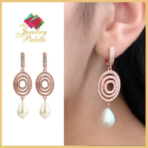 Hira shimmering rose gold pearl drop earrings - The Jewelry Palette