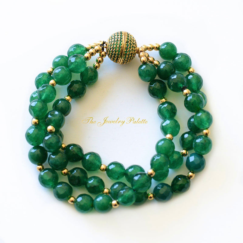 Irene green emerald three-tier bracelet - The Jewelry Palette