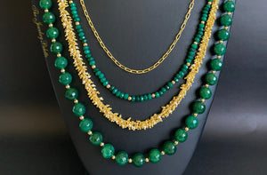 Irene luxurious emerald and gold four tier necklace - The Jewelry Palette