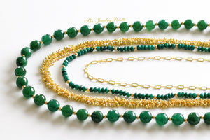 Irene luxurious emerald and gold four tier necklace - The Jewelry Palette