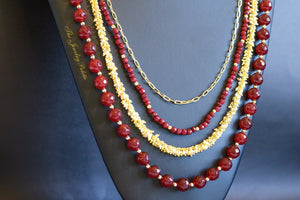 Irene luxurious maroon and gold four tier necklace - The Jewelry Palette