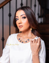 Isla blue coin pearl and gold chain choker necklace - The Jewelry Palette